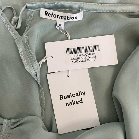 Reformation Anaiis Silk Dress in Aquamarine - Picture 10 of 11